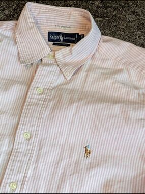 Ralph Lauren Light Pink & White Stripe Button-Down Shirt 16-36